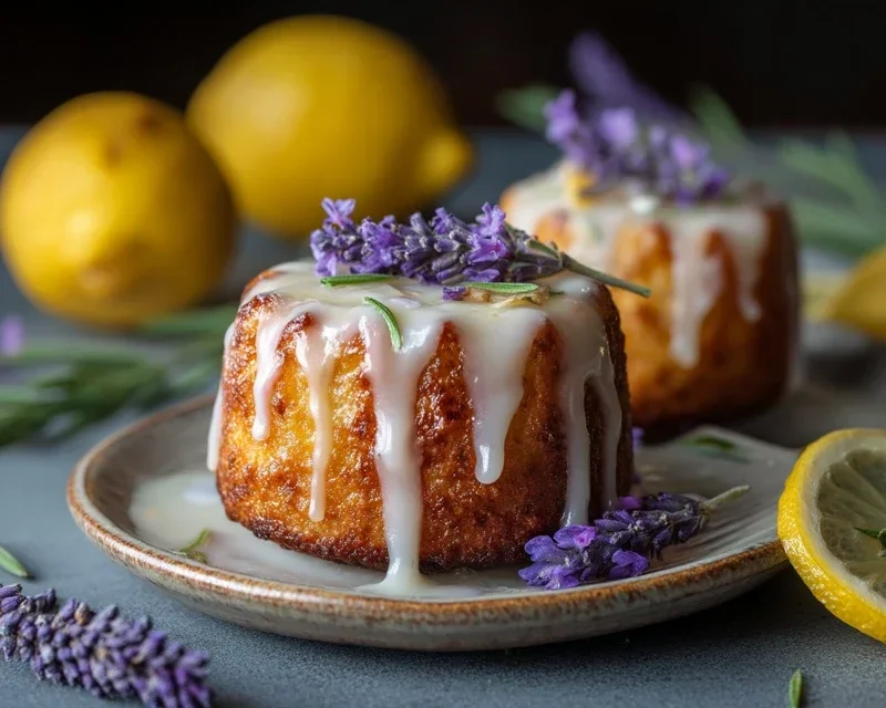 Mini Lemon Cakes With Lavender Glaze