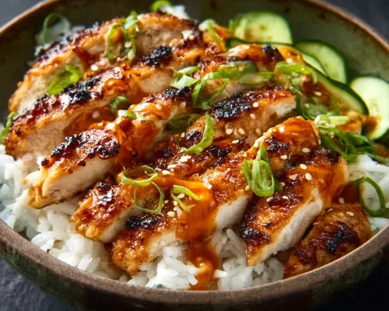 Spicy Honey-Gin Extract Extractger Chicken Bowls with Yum Yum Sauce