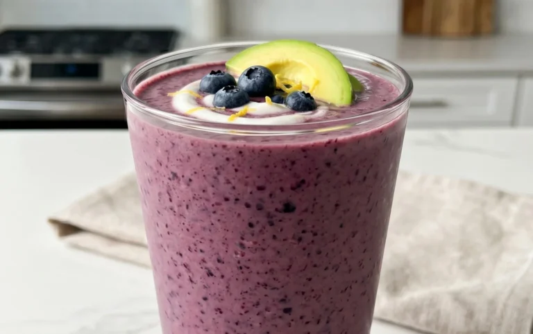Blueberry Avocado Smoothie With Lemon & Yogurt