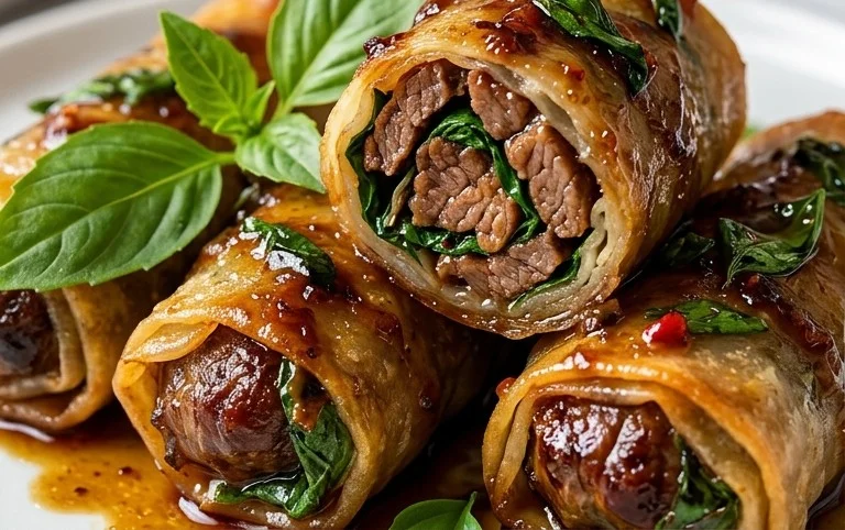 Thai Basil Beef Rolls