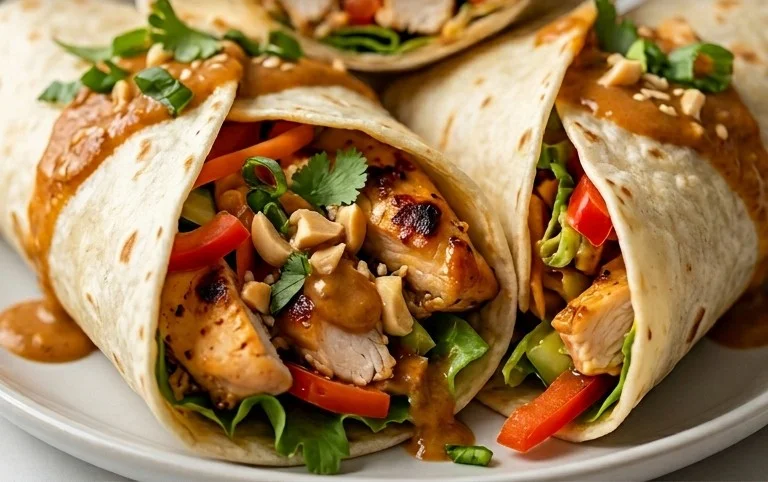 Thai Peanut Chicken Wraps