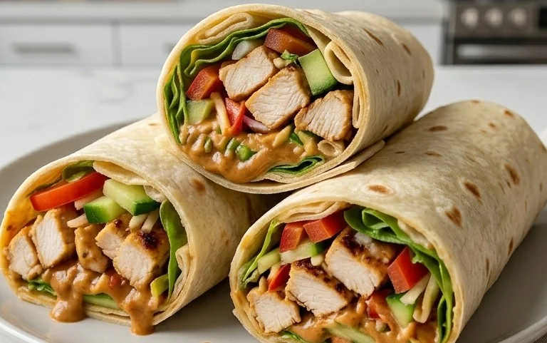 Thai Peanut Chicken Wraps
