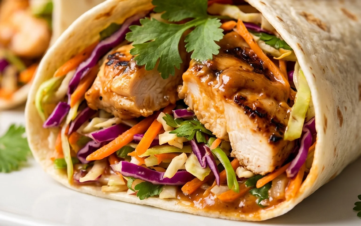 Thai Chicken Wrap with Crunchy Asian Slaw