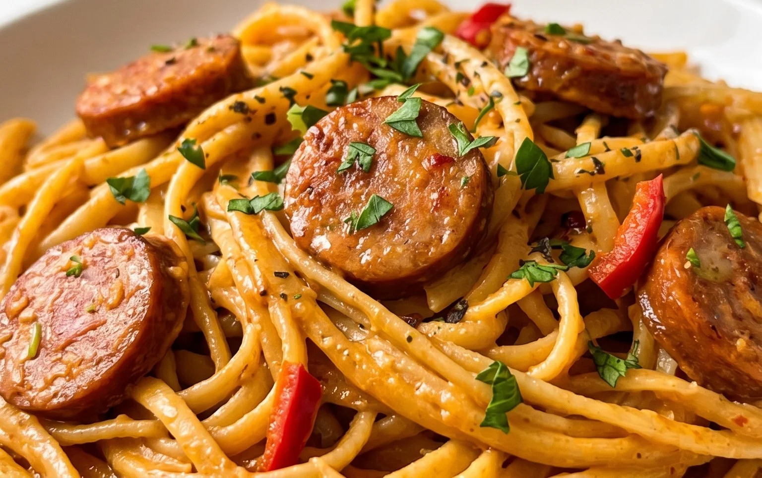 One-Pot Creamy Spicy Cajun Sausage Pasta