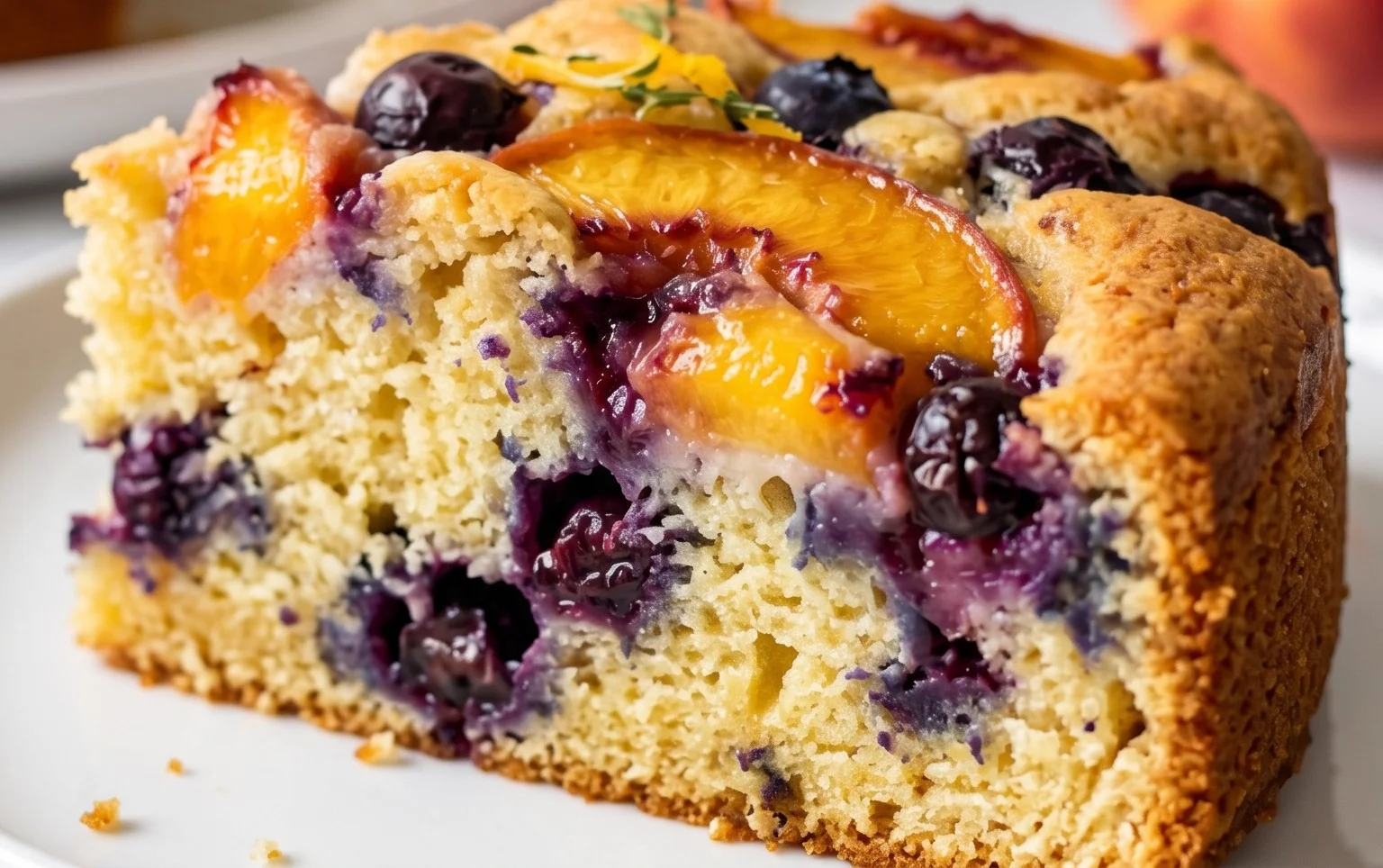 Peach and Blueberry Greek Yogurt Cake