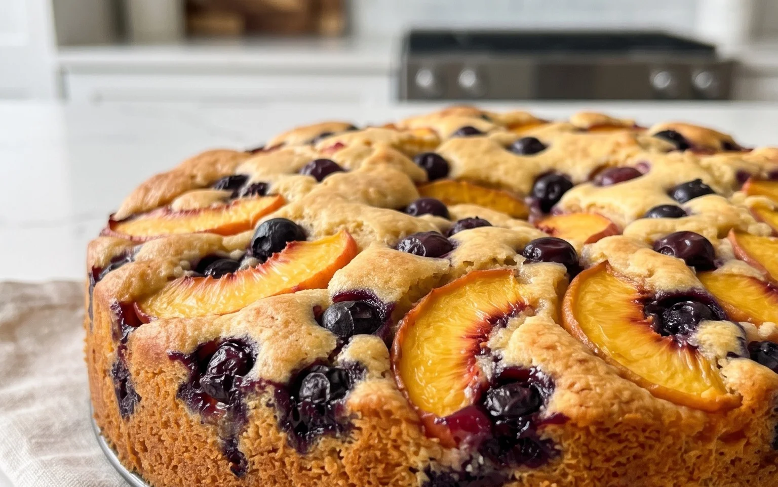 Peach and Blueberry Greek Yogurt Cake