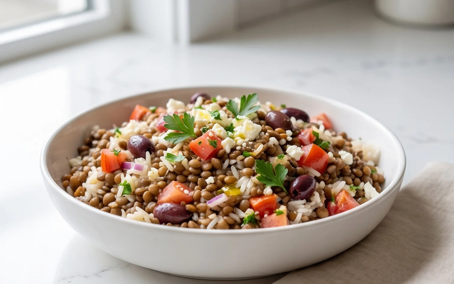 Easy Mediterranean Lentils and Rice