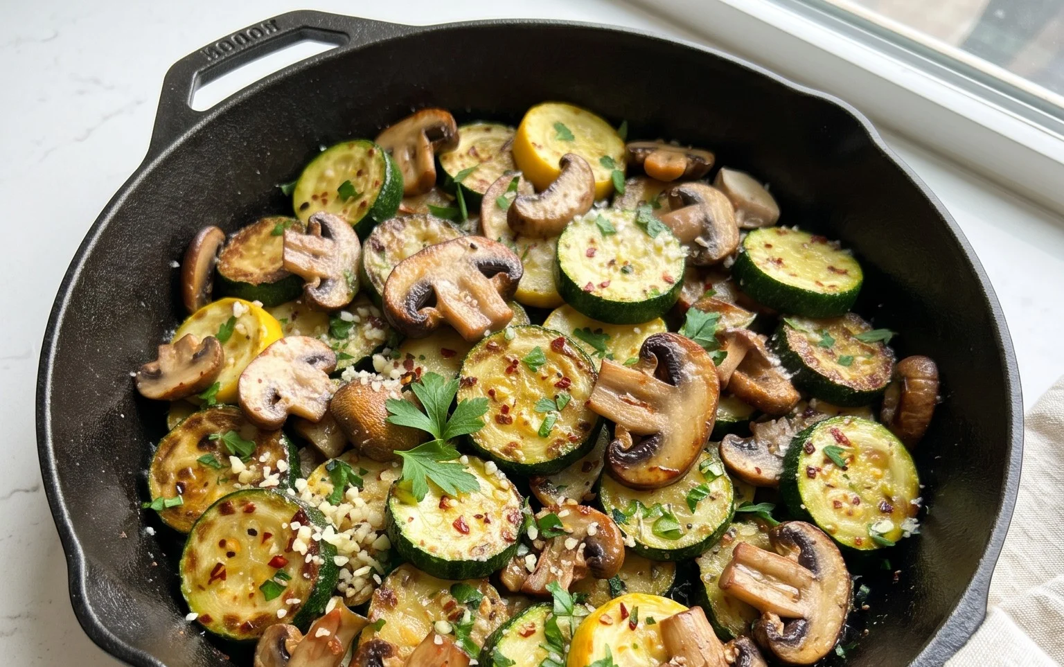 Skillet Zucchini and Mushrooms