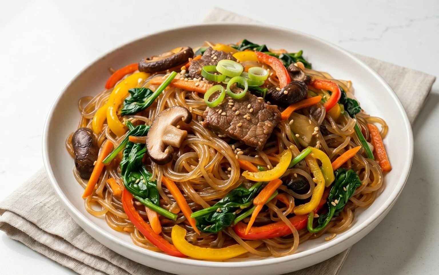 Japchae (Korean Glass Noodle Stir Fry)