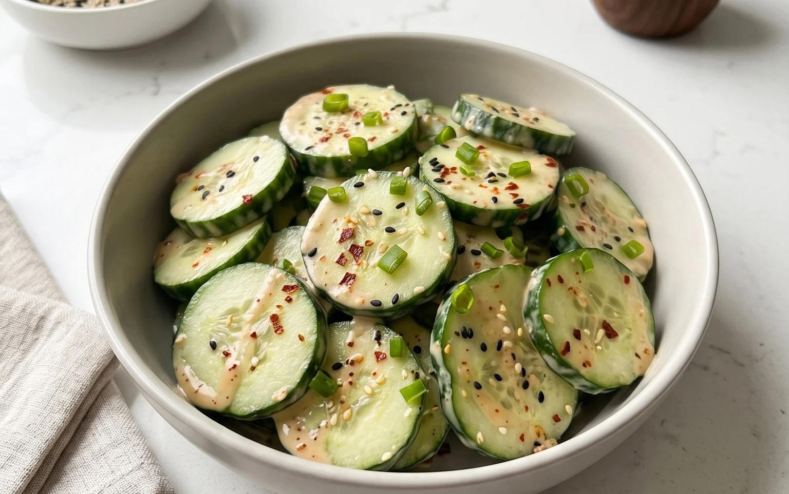 Creamy Asian Cucumber Salad Bowl