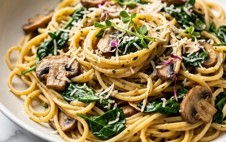 Parmesan Spinach Mushroom Pasta Skillet