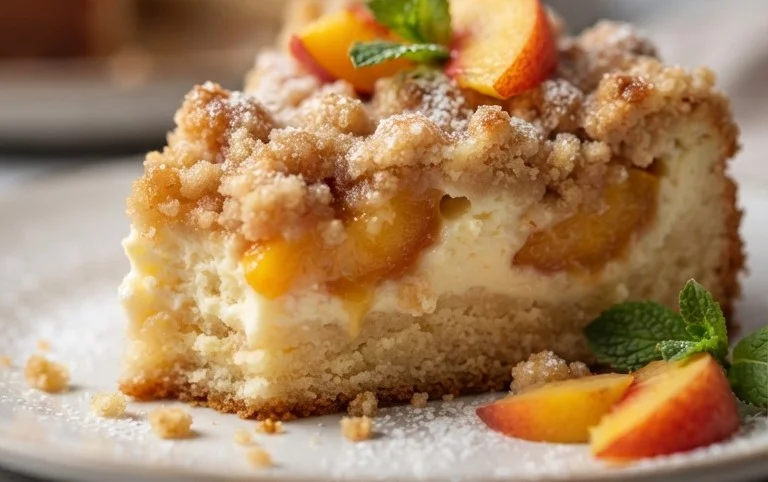 Peach Cream Cheese Cake with Streusel Topping
