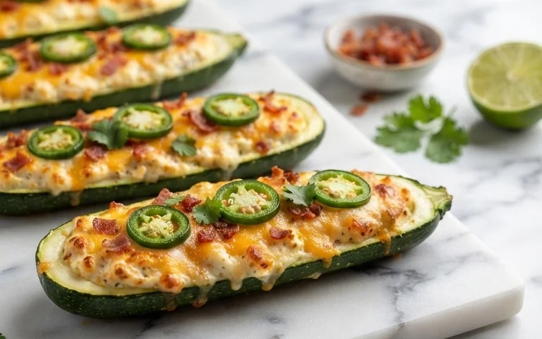 Jalapeno Popper Zucchini Boats