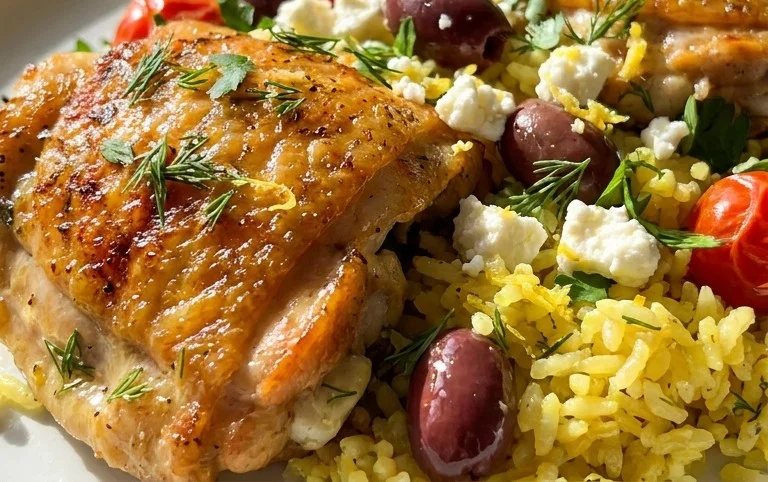 Greek Chicken and Lemon Rice (30 Minutes, One-Pot)