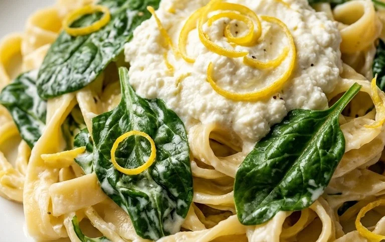 Lemon ricotta pasta & spinach