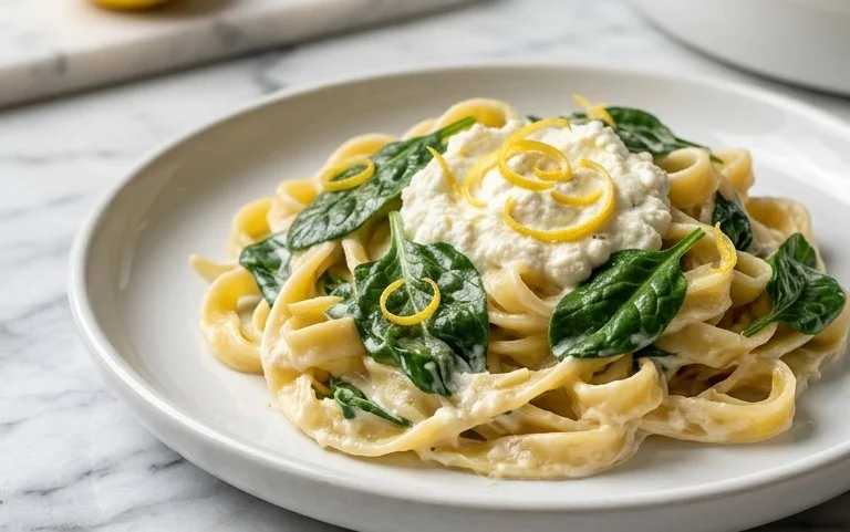 Lemon ricotta pasta & spinach