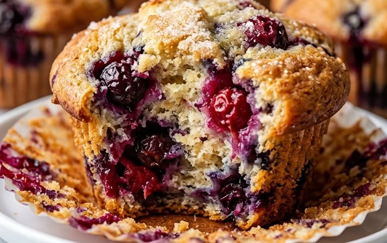 Bakery Style Mixed Berry Muffins | with Frozen Berries