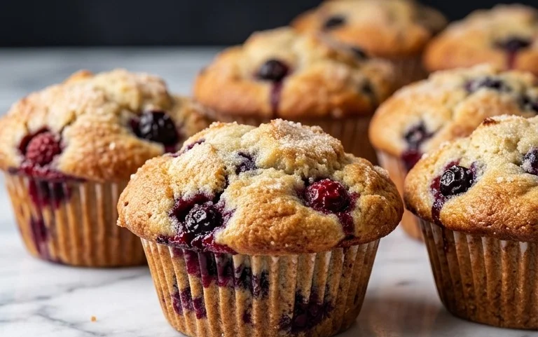 Bakery Style Mixed Berry Muffins | with Frozen Berries