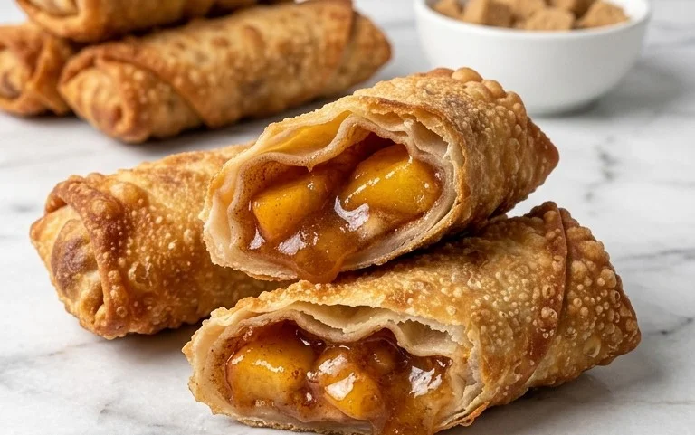 Peach Cobbler Egg Rolls