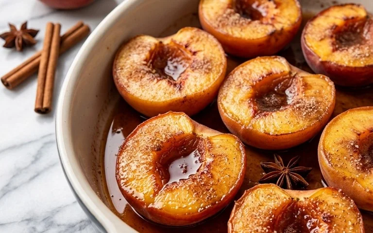 Cinnamon Sugar Baked Peaches
