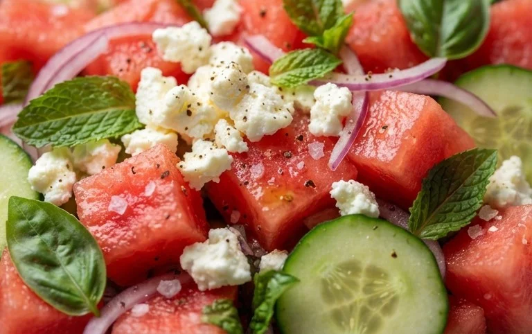 Watermelon Salad with Cucumber and Feta