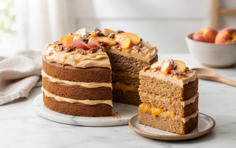 Brown Sugar Layer Cake with Peach Filling
