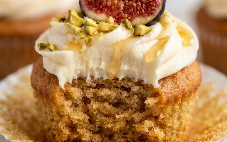 Fig Cupcakes with Honey Cream Cheese Frosting