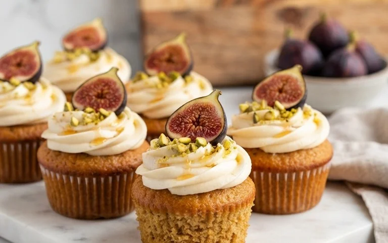 Fig Cupcakes with Honey Cream Cheese Frosting
