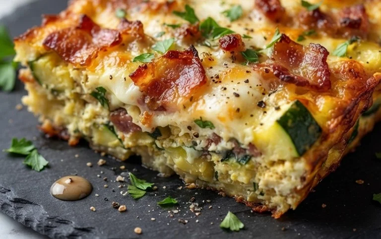 Zucchini and Beef Bacon Slice